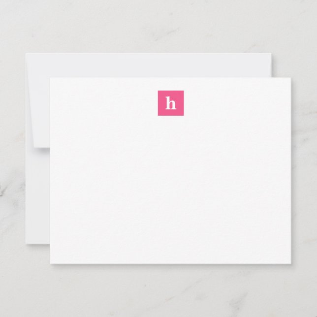 Klassiskt och modernt fyrkantsmonogram på Rosa Anteckningskort (Framsida)