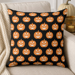 Klassiskt orange Jack o Lantern-mönster svart Kudde