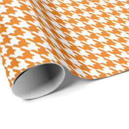 Klassiskt orange och vitt hundtandsmönster presentpapper