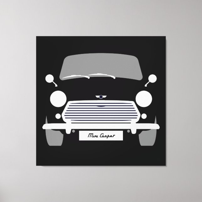 Klassiskt original Black Austin Mini Cooper Canvastryck (Framsida)