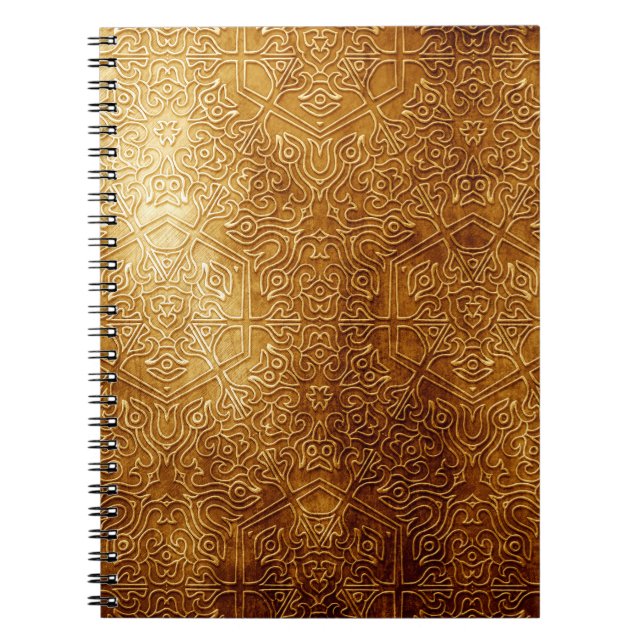 Klassiskt Ornate Guld Metall Plate Anteckningsbok (Framsidan)