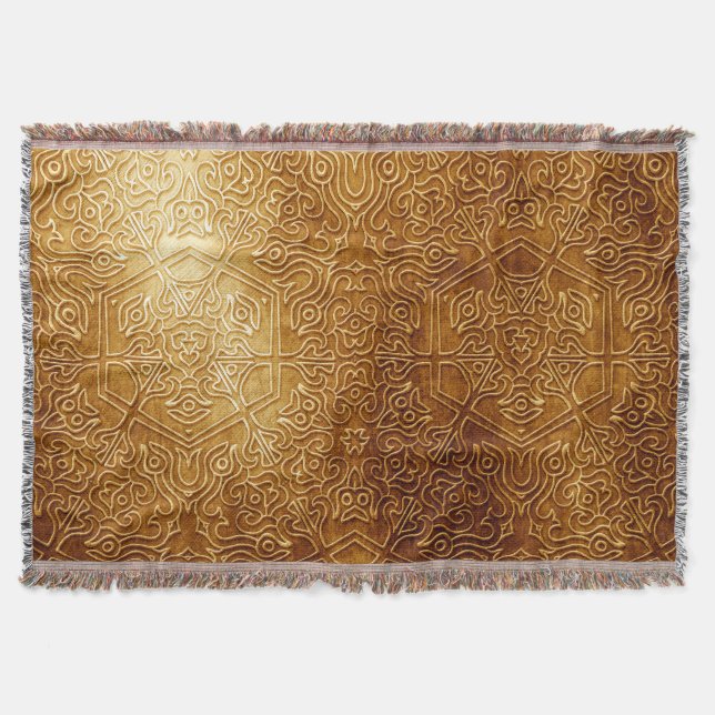 Klassiskt Ornate Guld Metall Plate Filt (Framsidan)