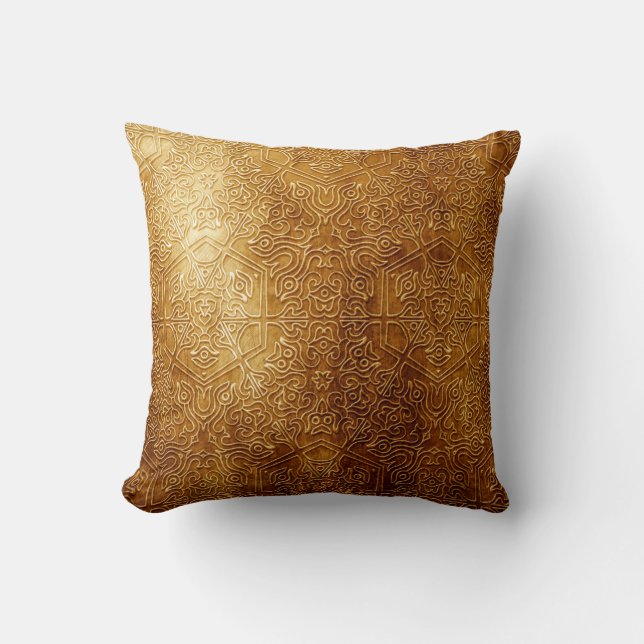 Klassiskt Ornate Guld Metall Plate Kudde (Framsida)