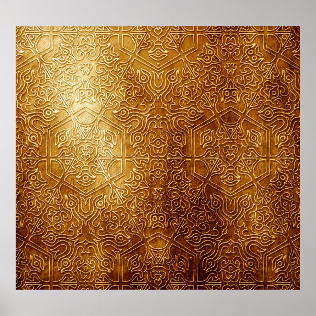 Klassiskt Ornate Guld Metall Plate Poster (Framsidan)