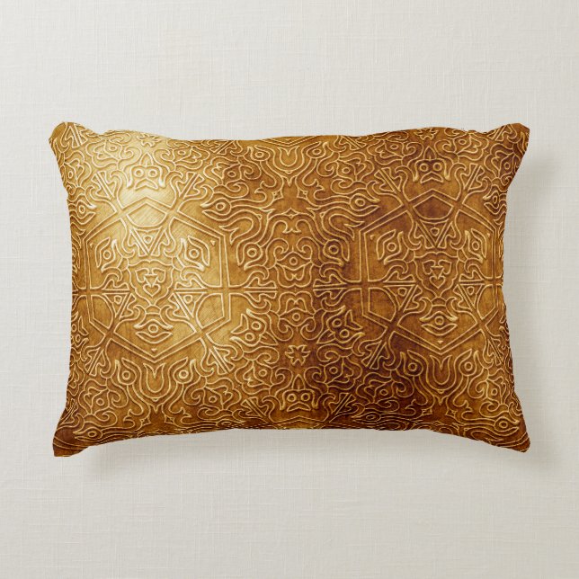 Klassiskt Ornate Guld Metall Plate Prydnadskudde (Framsidan)