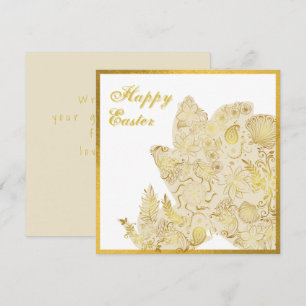 Klassiskt Påsk-kort för vit Blommigt i Guld