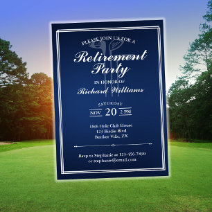 Klassiskt Pension Golf Theme Blue White Inbjudningar