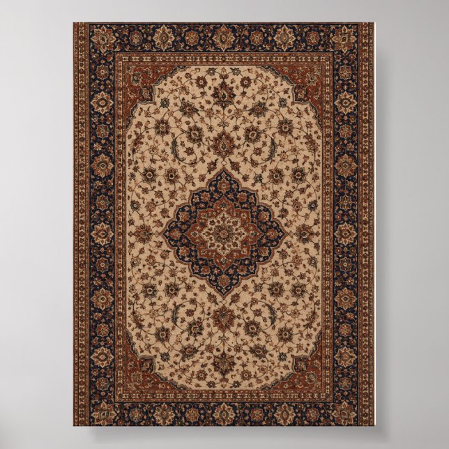 Klassiskt persiskt orientaliskt mattrondesign för  poster (Framsidan)
