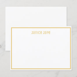 Klassiskt Personlig Golden and White Note Card Inbjudningar