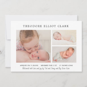 Klassiskt Photo Collage Blue Handsome Boy Birth Meddelande