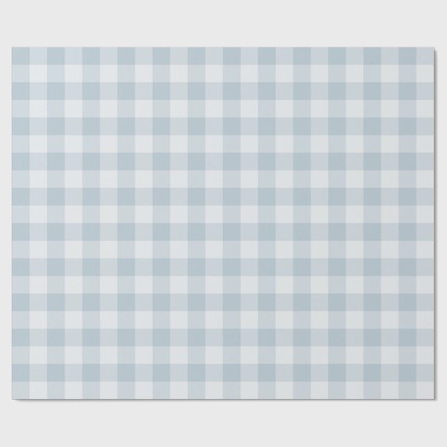 Klassiskt picknickrutigt mönster i pulverblått presentpapper (Platt)