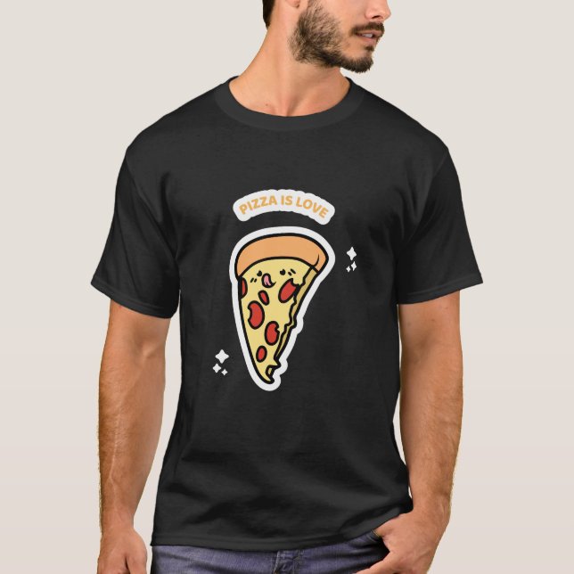 Klassiskt Pizza är Kärlek T Shirt (Framsida)