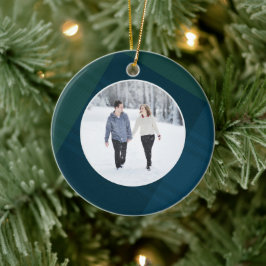 Klassiskt plaid-foto, första gift julfoto julgransprydnad keramik
