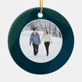 Klassiskt plaid-foto, första gift julfoto julgransprydnad keramik