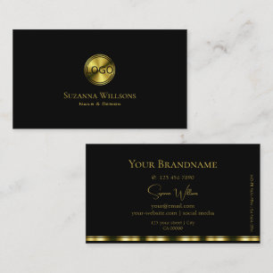 Klassiskt Plain Black och Guld med Logotyp Snyggt Visitkort