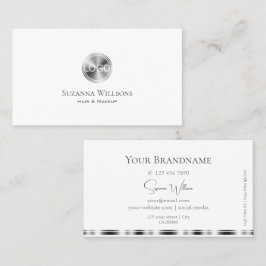 Klassiskt Plain White och Silver med Logotyp Elega Visitkort