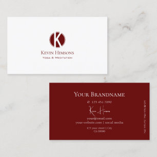 Klassiskt Plain White och Vin Red med Monogram Visitkort