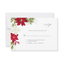 Klassiskt Poinsettia Flower-Bröllop OSA-kort