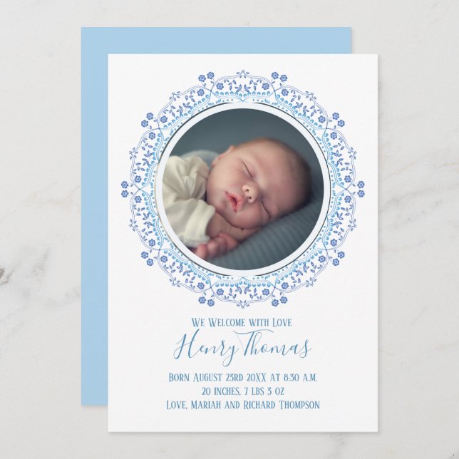 Klassiskt Pojke Blue Photo Simply Sweet (Fram/baksida)