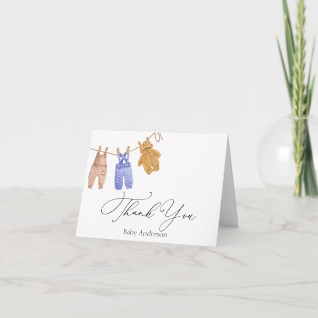 Klassiskt Pojke Tackkort-kort Anteckningskort (Framsida)