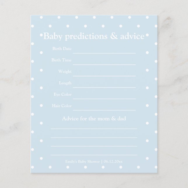 Klassiskt Polka dots Boy Baby Shower Guessing Game (Framsida)