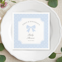 Klassiskt Polka dots Dusty Blue Bow Boy Shower