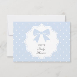 Klassiskt Polka dots Dusty Blue Bow Boy Shower Tack Kort