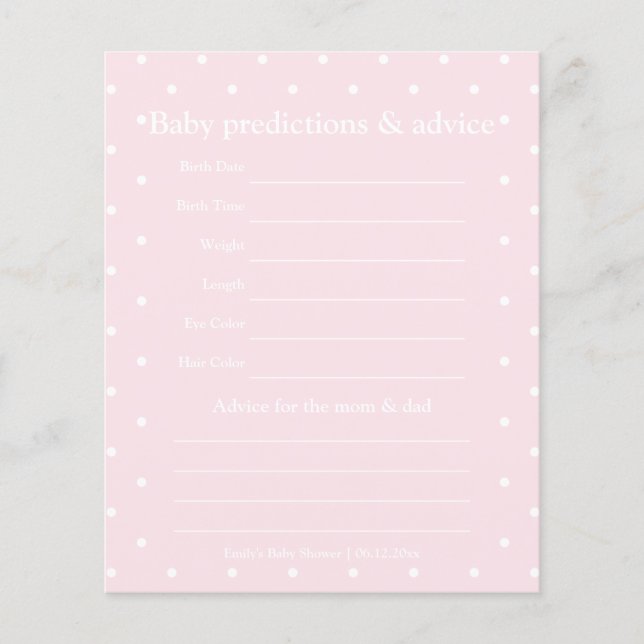 Klassiskt Polka dots Girl Baby Shower Guessing Gam (Framsida)