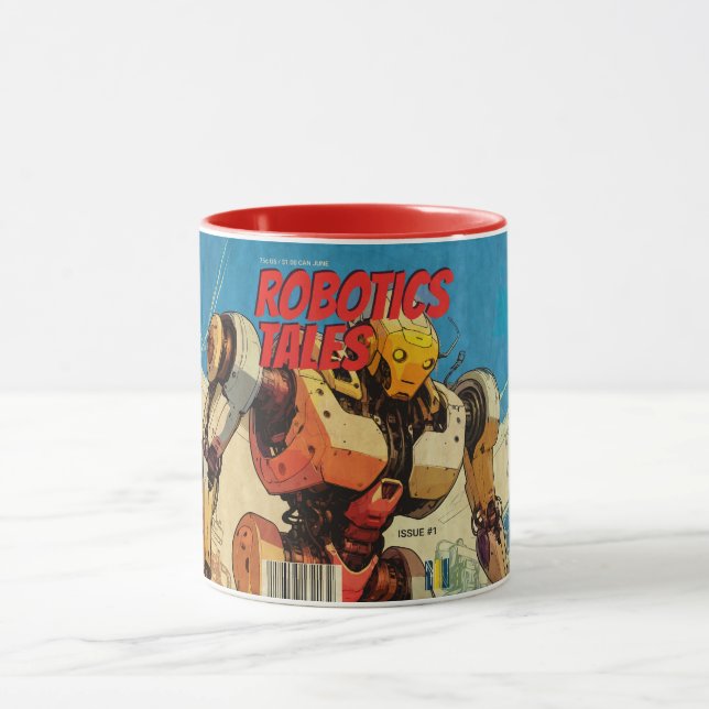 Klassiskt Pop Art Sci-Fi Serierobotomslag Mugg (Center)