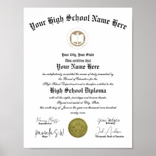 Klassiskt porträtt High School Diploma  Poster
