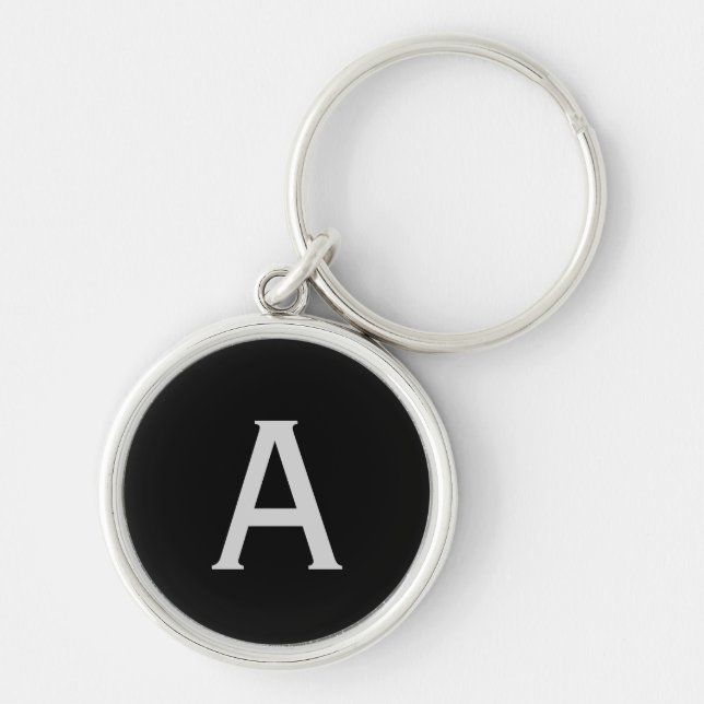 Klassiskt portvin med monogrammad nyckelkedja rund silverfärgad nyckelring (Framsidan)