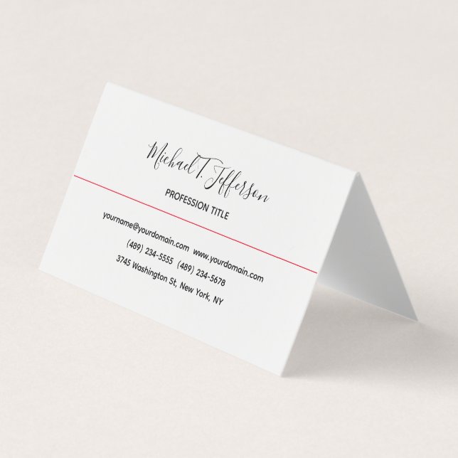 Klassiskt profilkort för vanlig Elegant-calligrafi Visitkort (Framsida)