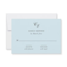 Klassiskt pulver Blue Monogram Elegant bröllop