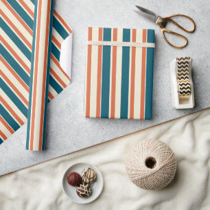 Klassiskt Rand Blue och Orange Modern Trendig Presentpapper