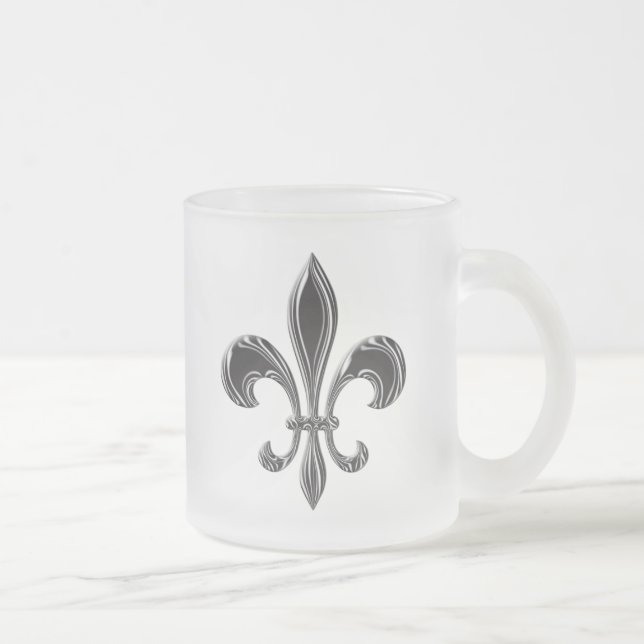 Klassiskt randigt Fleur-de-Lis-mönster Frostad Glasmugg (Höger)