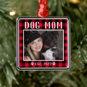 Klassiskt Red Play Personlig Hund Mamma Photo Julgransprydnad Metall