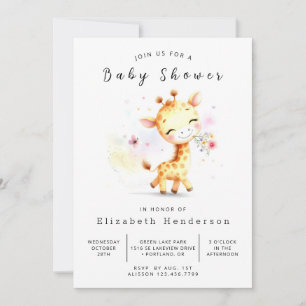 Klassiskt redigerbart Giraffe Baby Shower Inbjudningar