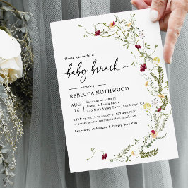 Klassiskt renalt botaniskt Wildblomma Baby Brunch Inbjudningar