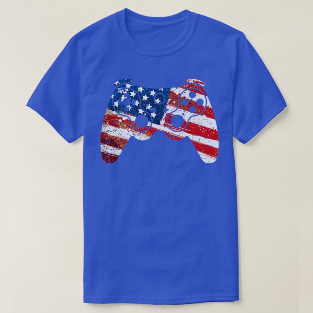 Klassiskt Retro American Flagga Video Game 4 juli T Shirt (Design framsida)