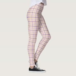 Klassiskt Retro Mönster med Krämfärgad och Lila Ru Leggings