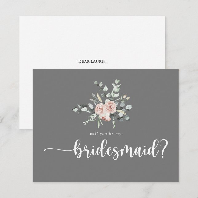 Klassiskt Ro Grått Bridesmaid Frieri anteckningsko Anteckningskort (Fram/baksida)