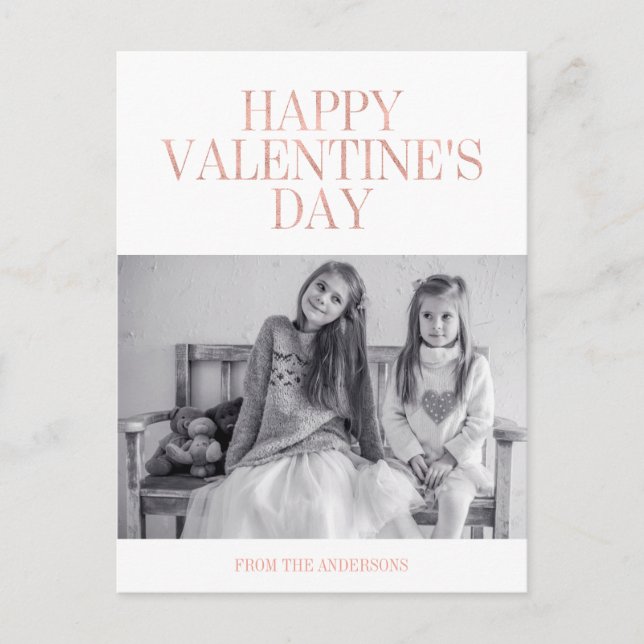 Klassiskt Ro-guldfärgat Valentinfotovykort Helg Vykort (Framsida)