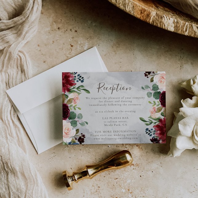 Klassiskt Ro Peony Flowers Wedding Reception Tilläggskort (Skapare uppladdad)