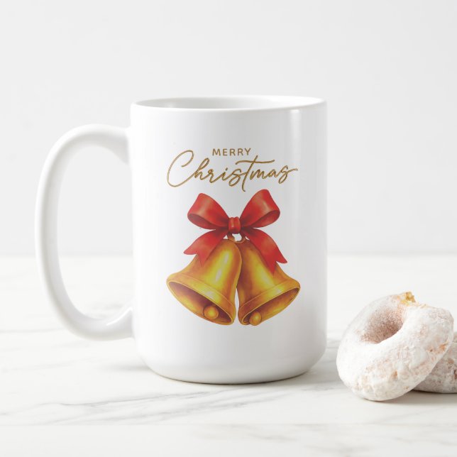 Klassiskt rödband och Guld-skript jul Kaffemugg (Med munk)
