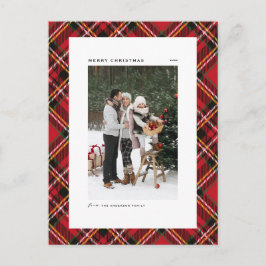 Klassiskt rödfärgat foto Mönster God jul Helg Vykort