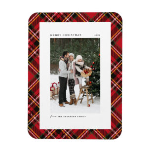 Klassiskt rödfärgat foto Mönster God jul Magnet