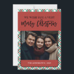 Klassiskt rödfärgat Grönt, ett foto Julkort<br><div class="desc">Med ett klassiskt rött och grönt-stilt och ett skript-typsnitt finns dessa jokertecken alltid i stil!</div>