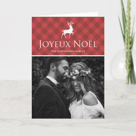Klassiskt rödfärgat papper med Hjort Joyeux Noël P Helgkort