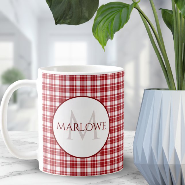 Klassiskt rödfärgat ☕️ Vintage Kaffemugg (Classic Red ☕️ Plaid Checks Vintage Coffee Coffee Mug)