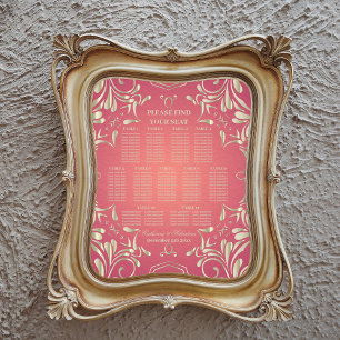 Klassiskt romantiskt sittdiagram för Rosa i Guld B Poster